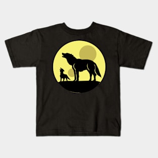 Mother and Wolf Pup Kids T-Shirt